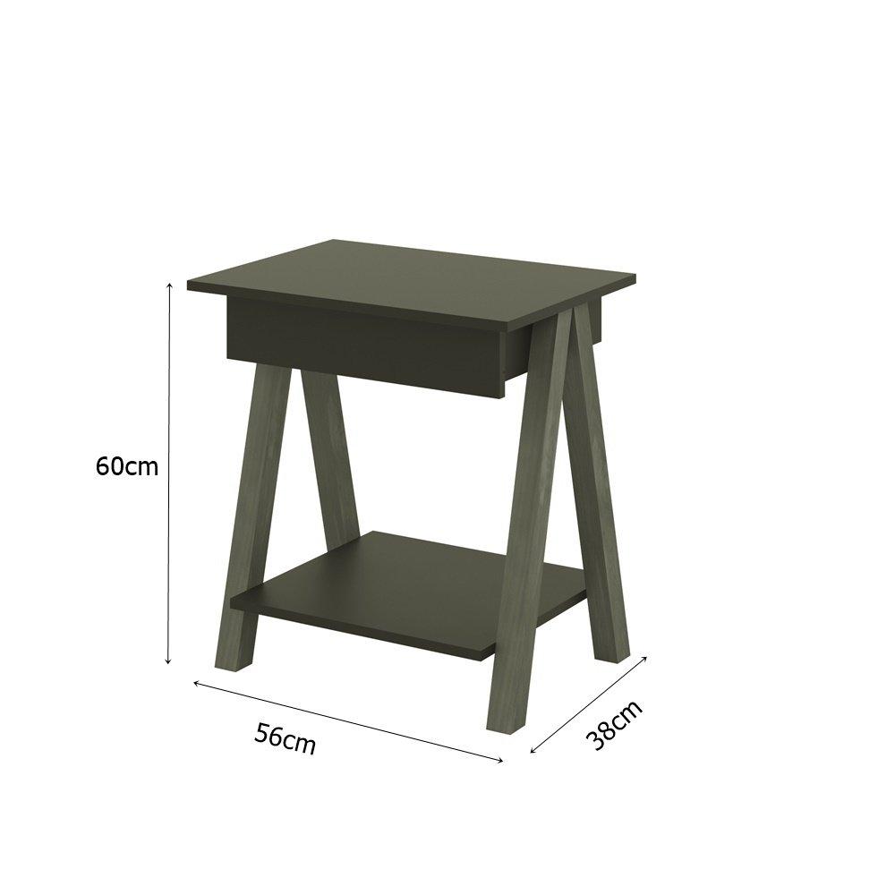 Mesa de cabeceira 1 gaveta Integra Finger Amadeirado/Branco - Ofertamo