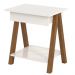 Mesa de cabeceira 1 gaveta Integra Finger Amadeirado/Off White - Ofertamo