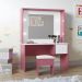 Penteadeira Infantil Diana Led e Banqueta Rosa/Branca
