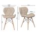 Cadeira Estofada Eiffel Slim Wood Pés de Madeira Bege