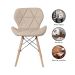 Cadeira Estofada Eiffel Slim Wood Pés de Madeira Bege