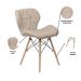 Cadeira Estofada Eiffel Slim Wood Pés de Madeira Bege