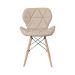 Cadeira Estofada Eiffel Slim Wood Pés de Madeira Bege