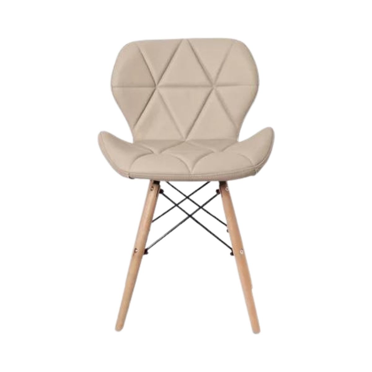 Cadeira Estofada Eiffel Slim Wood Pés de Madeira Bege