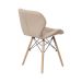 Cadeira Estofada Eiffel Slim Wood Pés de Madeira Bege