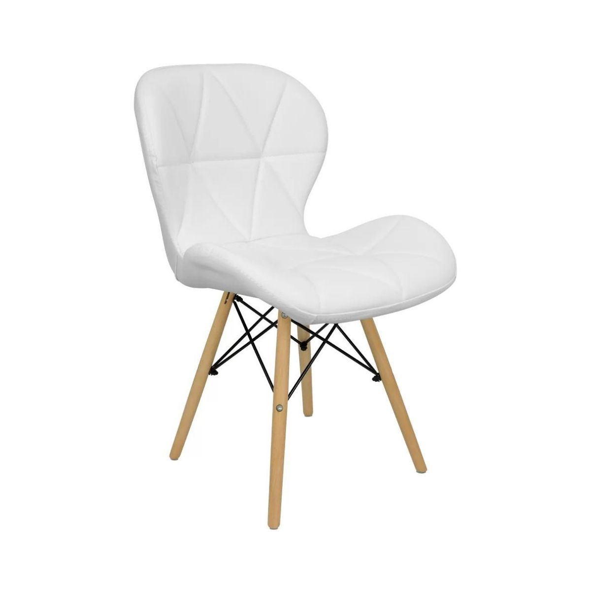 Cadeira Estofada Eiffel Slim Wood Pés de Madeira Branco