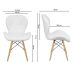 Cadeira Estofada Eiffel Slim Wood Pés de Madeira Branco