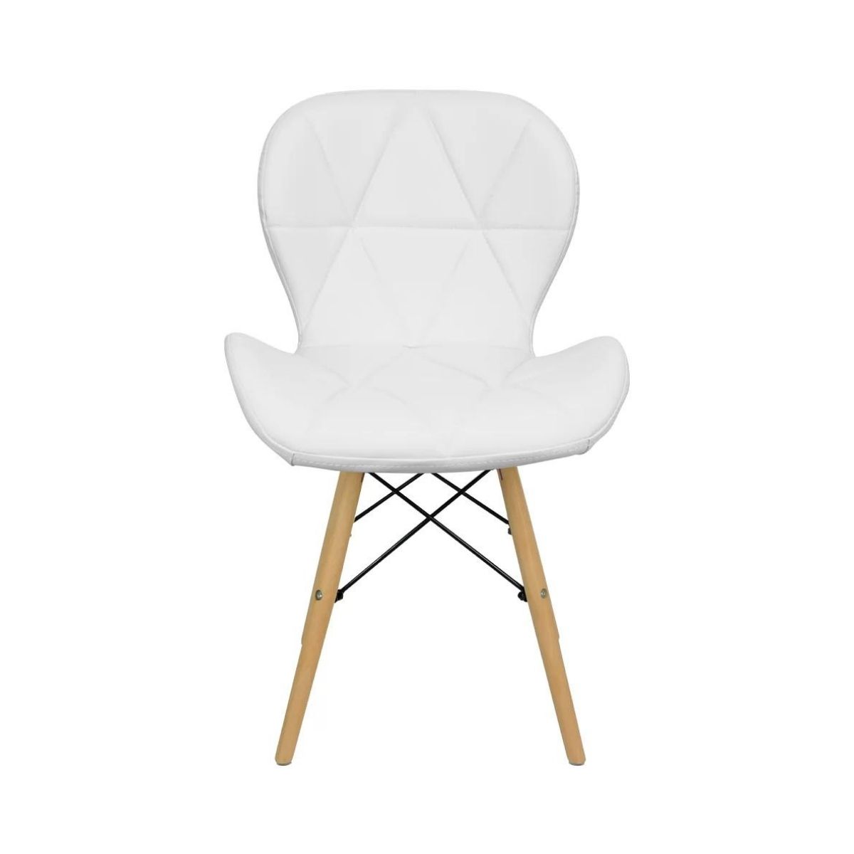 Cadeira Estofada Eiffel Slim Wood Pés de Madeira Branco