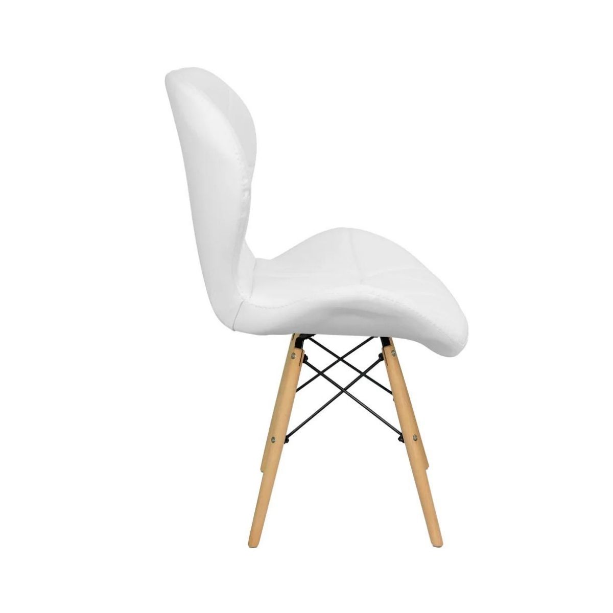 Cadeira Estofada Eiffel Slim Wood Pés de Madeira Branco