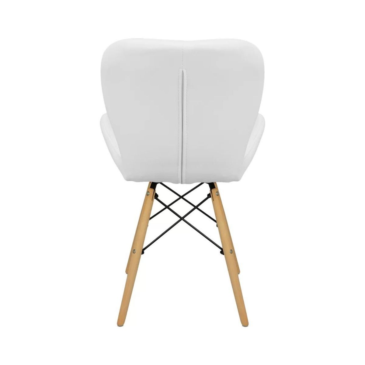 Cadeira Estofada Eiffel Slim Wood Pés de Madeira Branco