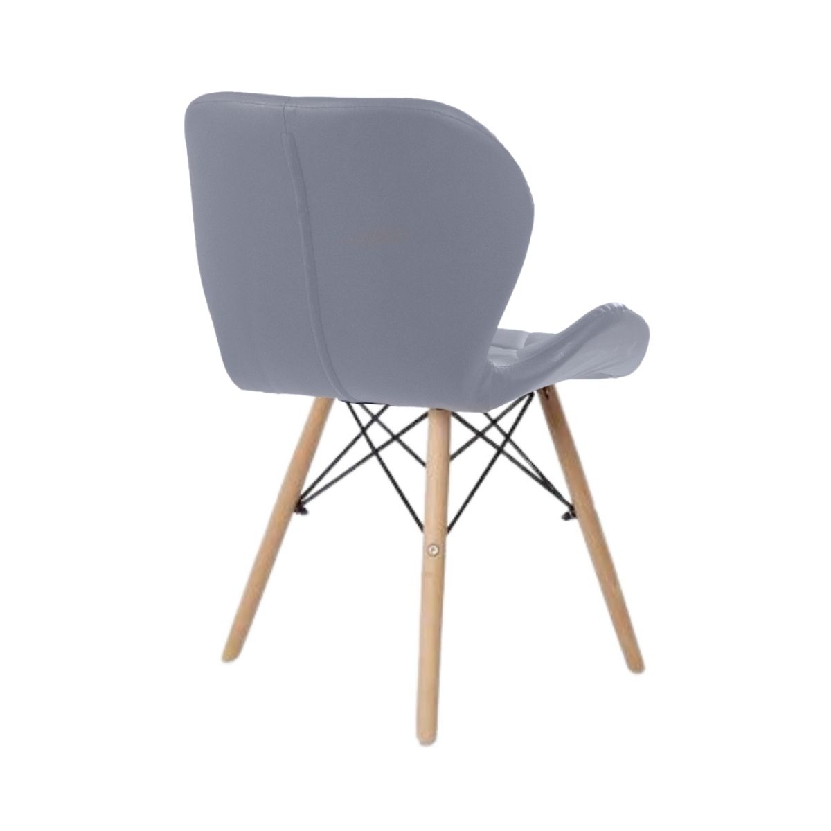 Cadeira Estofada Eiffel Slim Wood Pés de Madeira Cinza
