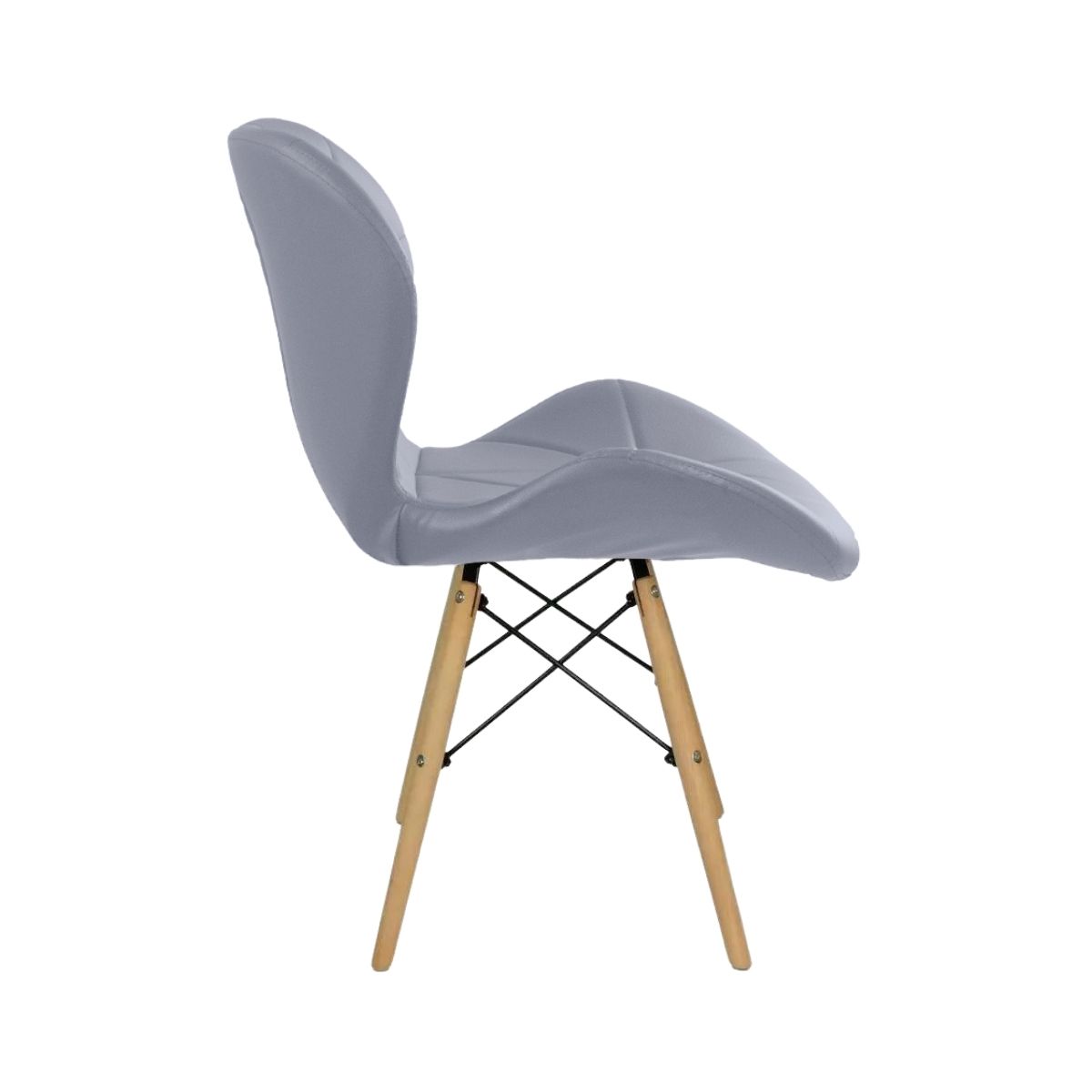 Cadeira Estofada Eiffel Slim Wood Pés de Madeira Cinza