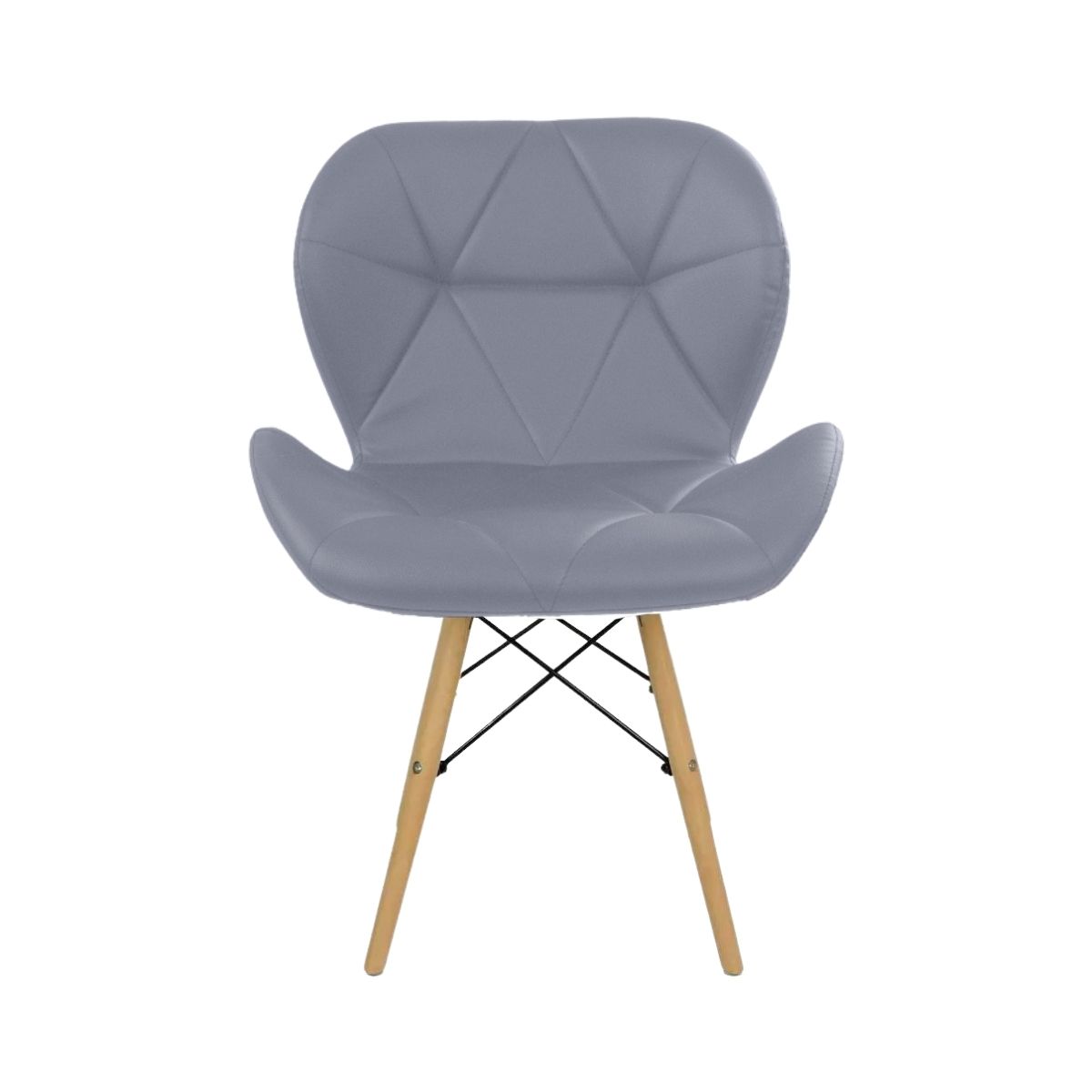 Cadeira Estofada Eiffel Slim Wood Pés de Madeira Cinza