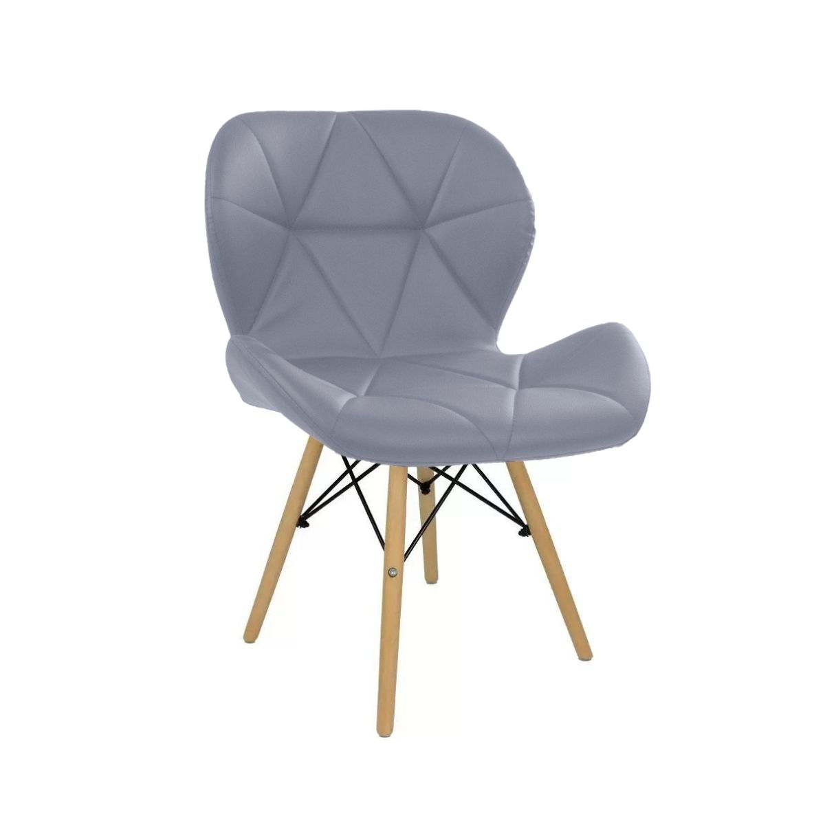 Cadeira Estofada Eiffel Slim Wood Pés de Madeira Cinza