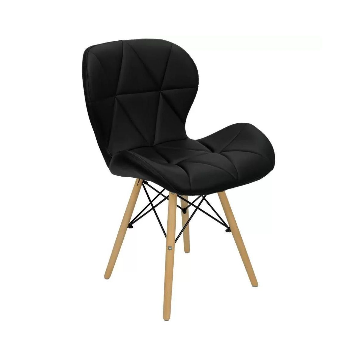 Cadeira Estofada Eiffel Slim Wood Pés de Madeira Preto
