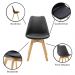 Cadeira Saarinen Wood Com Estofamento V rias Cores (Preto)