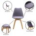 Cadeira Saarinen Wood Com Estofamento Várias Cores - Cinza
