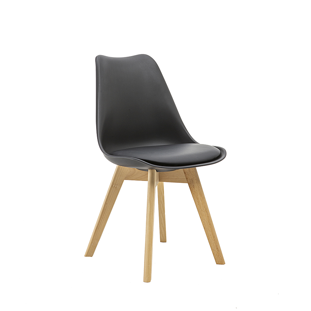 Cadeira Saarinen Wood Com Estofamento Várias Cores - Preto