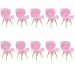 Kit 10 Cadeiras Estofada Eiffel Slim Wood Pés de Madeira Rosa