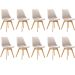 Kit 10 Cadeiras Estofadas Saarinen Wood Pés de Madeira Bege