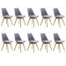 Kit 10 Cadeiras Estofadas Saarinen Wood Pés de Madeira Cinza