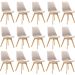 Kit 15 Cadeiras Estofadas Saarinen Wood Pés de Madeira Bege