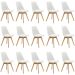 Kit 15 Cadeiras Estofadas Saarinen Wood Pés de Madeira Branco