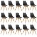 Kit 15 Cadeiras Estofadas Saarinen Wood Pés de Madeira Preto