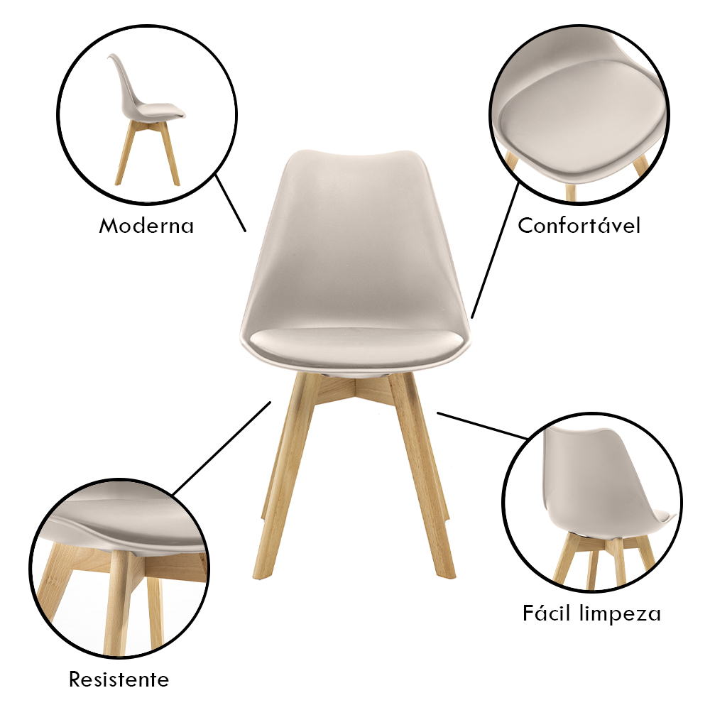Kit 2 Cadeiras Saarinen Wood Com Estofamento V rias Cores (Nude)