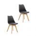Kit 2 Cadeiras Saarinen Wood Com Estofamento V rias Cores (Preto)