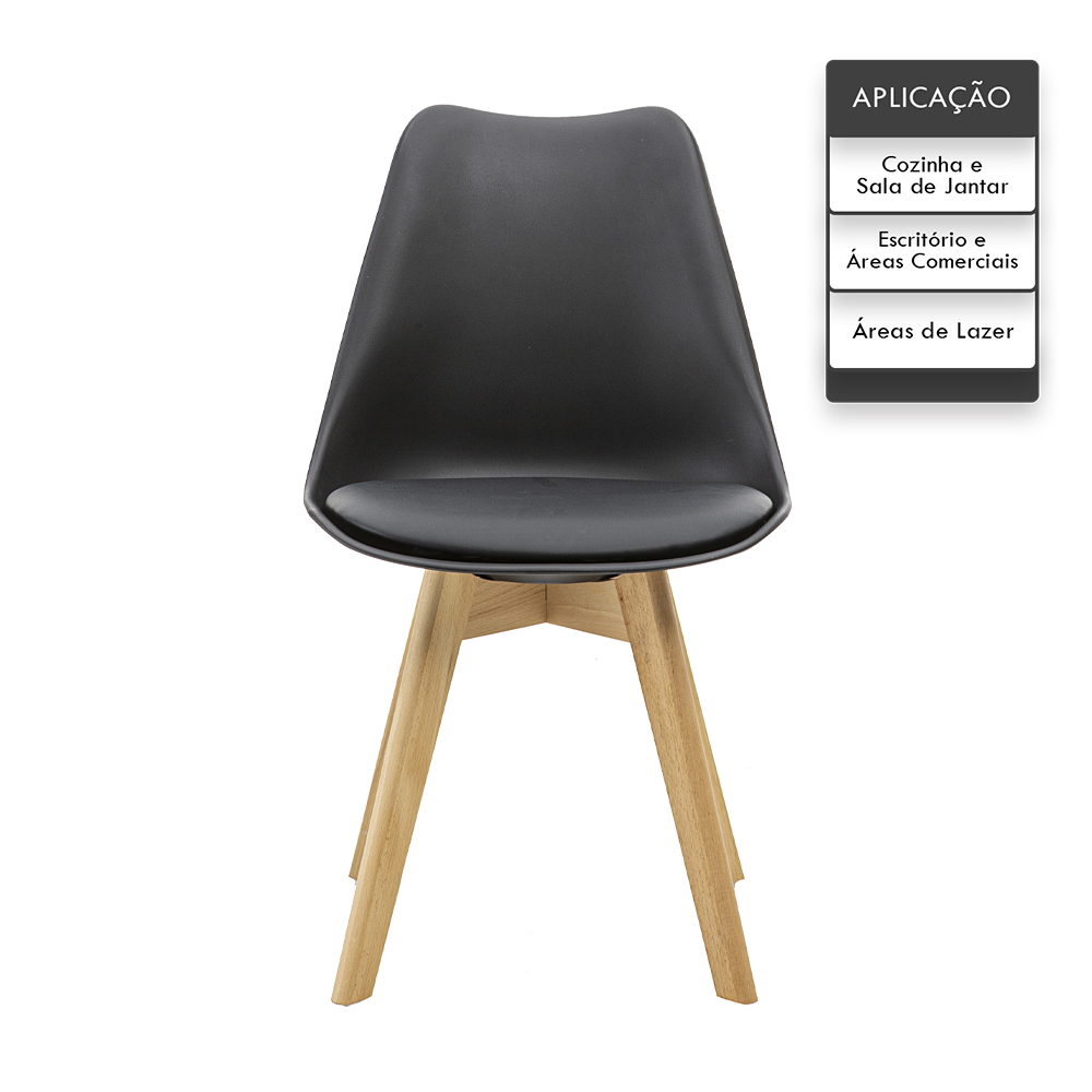 Kit 2 Cadeiras Saarinen Wood Com Estofamento V rias Cores (Preto)