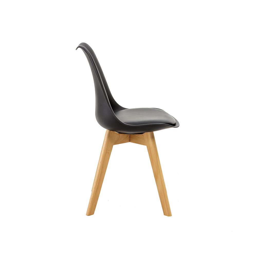 Kit 2 Cadeiras Saarinen Wood Com Estofamento V rias Cores (Preto)