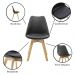 Kit 2 Cadeiras Saarinen Wood Com Estofamento V rias Cores (Preto)