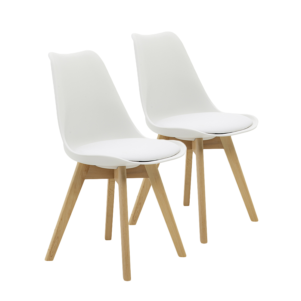 Kit 2 Cadeiras Saarinen Wood Com Estofamento Várias Cores - Branco