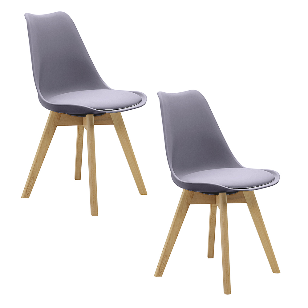 Kit 2 Cadeiras Saarinen Wood Com Estofamento Várias Cores - Cinza