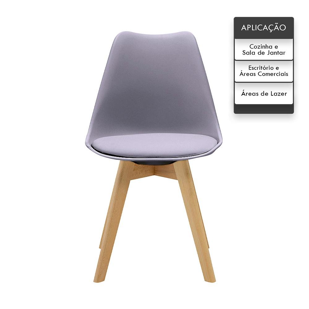 Kit 2 Cadeiras Saarinen Wood Com Estofamento Várias Cores - Cinza