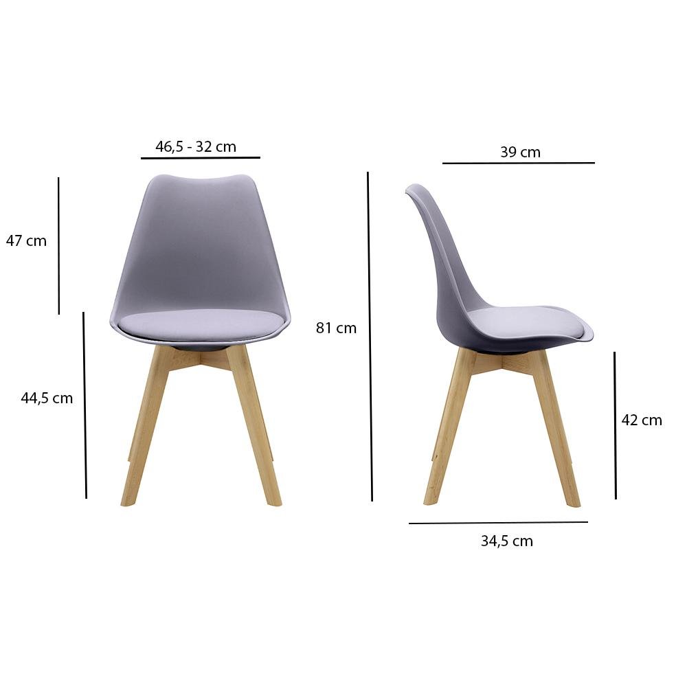 Kit 2 Cadeiras Saarinen Wood Com Estofamento Várias Cores - Cinza