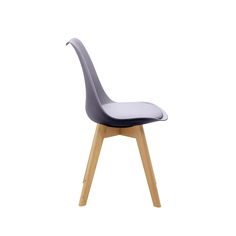 Kit 2 Cadeiras Saarinen Wood Com Estofamento Várias Cores - Cinza