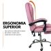 Kit 2 Cadeiras de Escritório Presidente Soft Ergonômica Apoio Para Pés Rosa