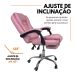 Kit 2 Cadeiras de Escritório Presidente Soft Ergonômica Apoio Para Pés Rosa
