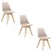 Kit 3 Cadeiras Estofadas Saarinen Wood Pés de Madeira Bege
