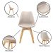 Kit 3 Cadeiras Estofadas Saarinen Wood Pés de Madeira Bege