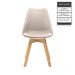 Kit 3 Cadeiras Estofadas Saarinen Wood Pés de Madeira Bege