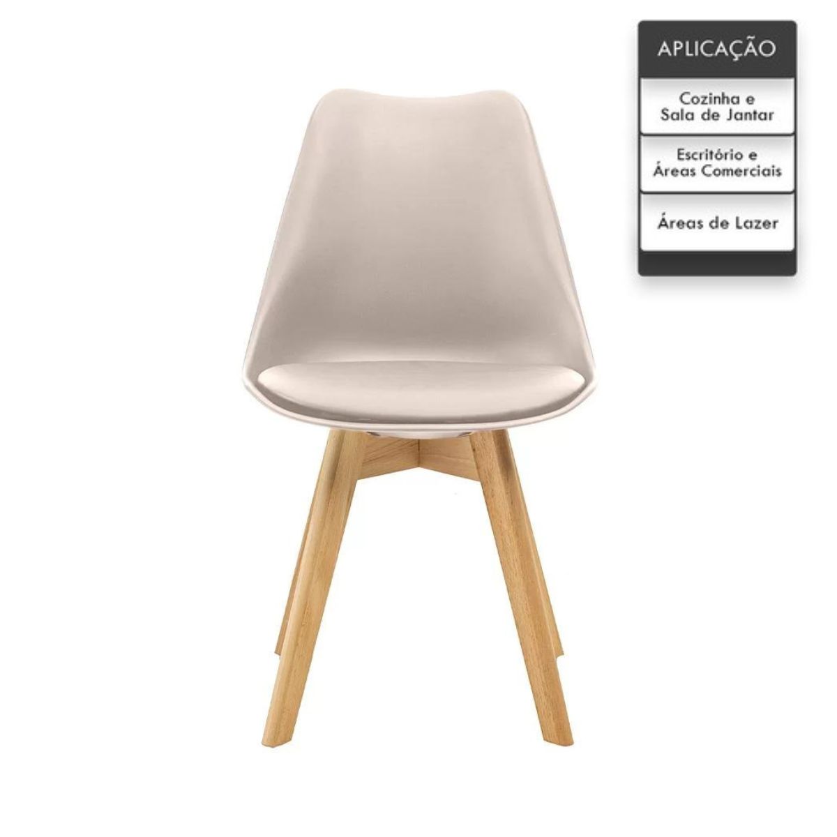 Kit 3 Cadeiras Estofadas Saarinen Wood Pés de Madeira Bege