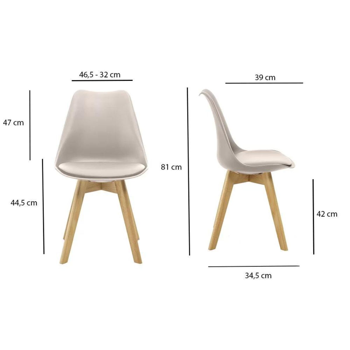 Kit 3 Cadeiras Estofadas Saarinen Wood Pés de Madeira Bege