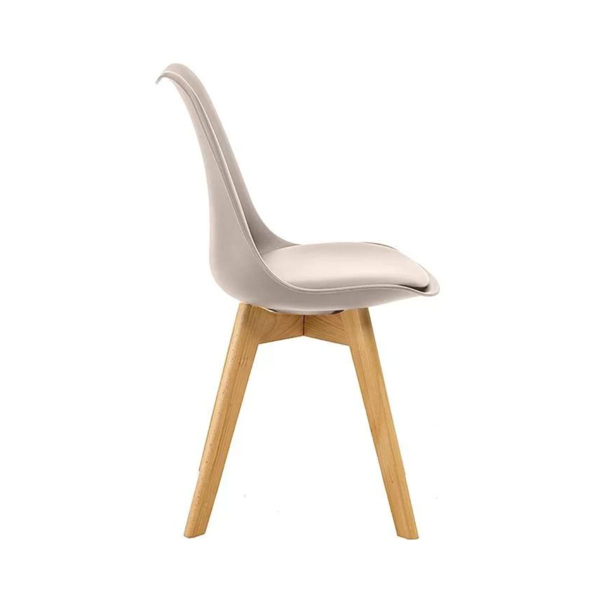 Kit 3 Cadeiras Estofadas Saarinen Wood Pés de Madeira Bege