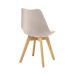 Kit 3 Cadeiras Estofadas Saarinen Wood Pés de Madeira Bege