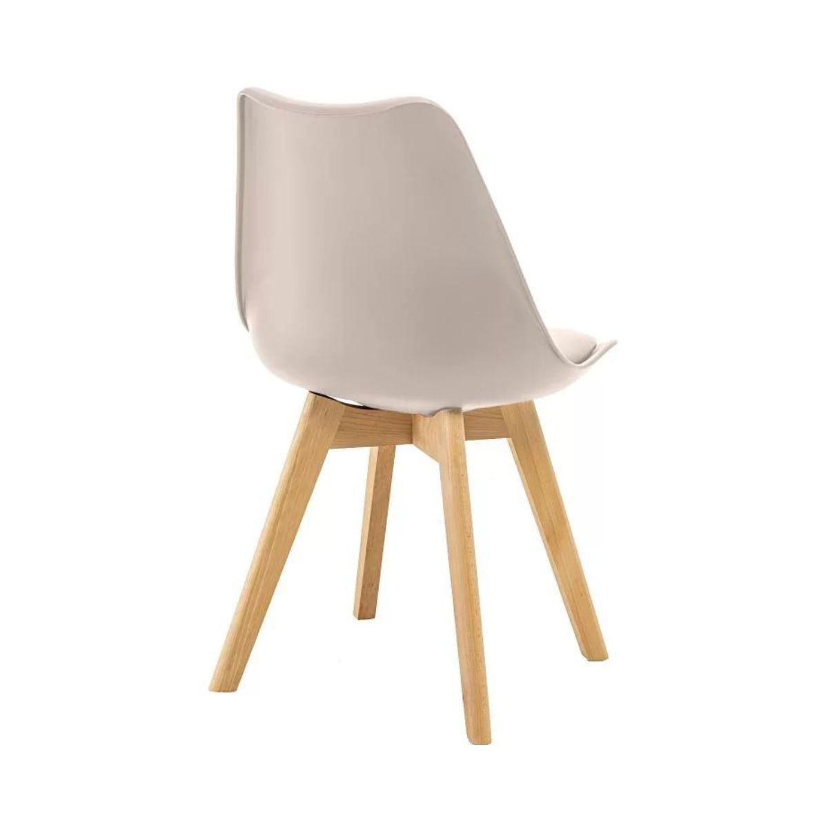 Kit 3 Cadeiras Estofadas Saarinen Wood Pés de Madeira Bege