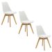 Kit 3 Cadeiras Estofadas Saarinen Wood Pés de Madeira Branco