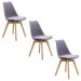 Kit 3 Cadeiras Estofadas Saarinen Wood Pés de Madeira Cinza